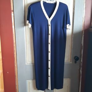 Vintage Ellen Ashely Navy and White Button Dress
